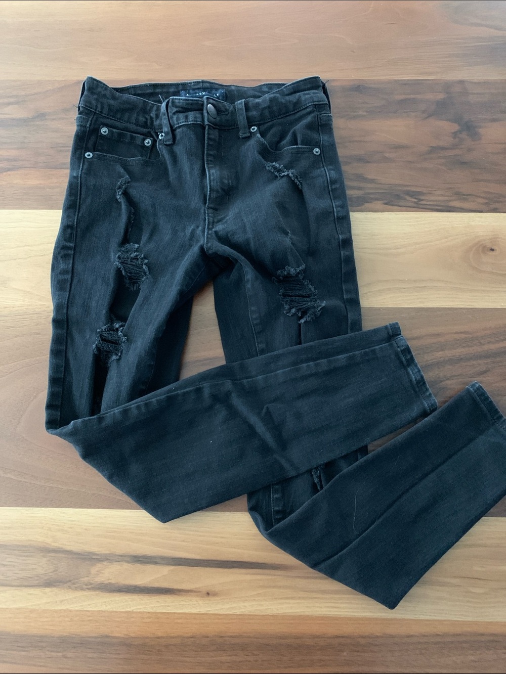 Aeropostale Black High Rise Distressed Jeggings Size 6 Regular